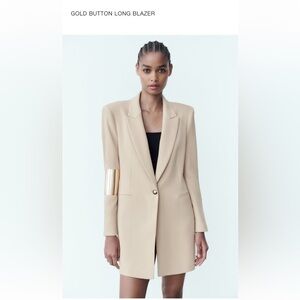 Zara gold button beige long blazer NWT size small